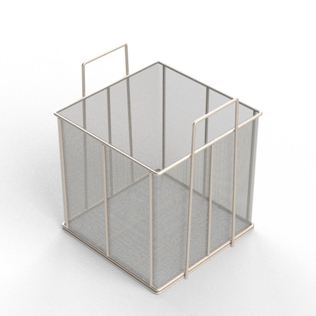 Anysizebasket Rectangular Wire Mesh Basket: 12Lx12Wx12H, 304 SS, 1/4 Rod Frame, Stacking Handles, Mesh: 8 x .047 TMT-120120120-A08S